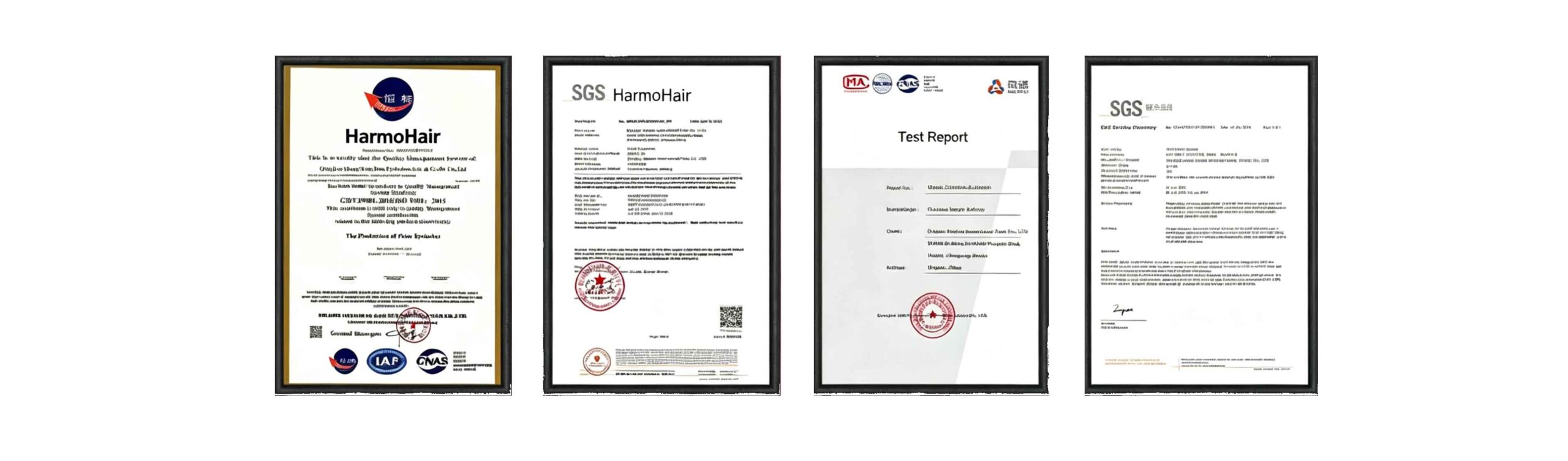 Harmohair Human Hair Factory Certificates & SGS Product Test Reports, 100% Human Hair Quality Certification